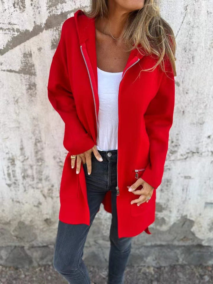 Damen lässiger Mantel mit Kapuze und asymmetrischem Schnitt WW