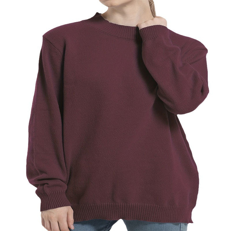 Damen lässiger Pullover mit strukturiertem Rundhalsausschnitt und überschnittenen Schultern WW