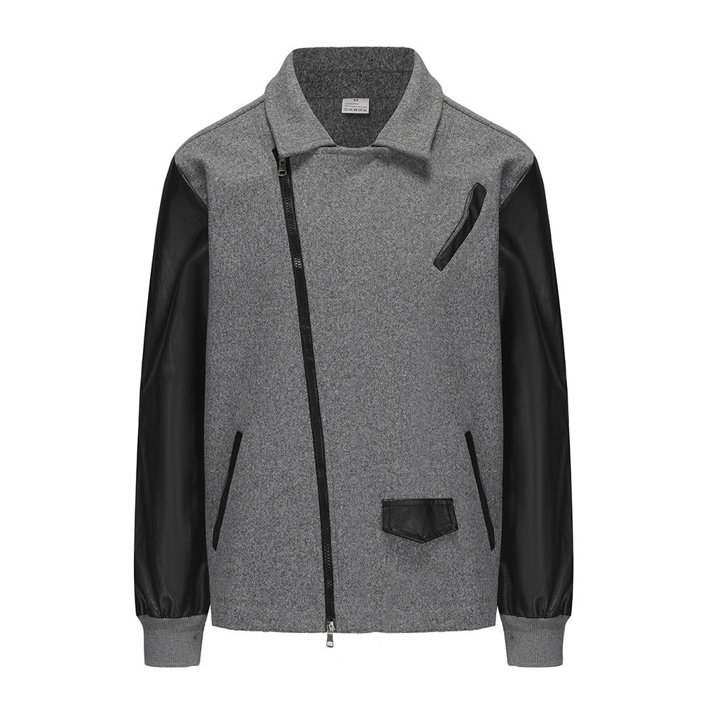 Herren lässige Designerjacke mit kontrastierenden Ärmeln und praktischen Taschen WW