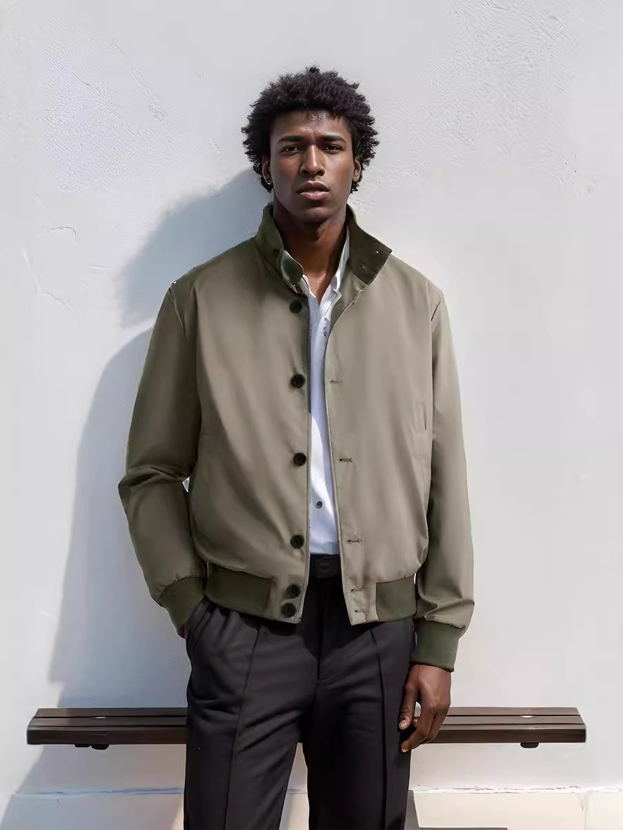 Herren modische Übergangsjacke mit multifunktionalen Taschen und hohem Stehkragen WW