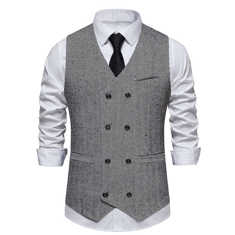 Herren elegante Doppelreiher-Weste im strukturierten Design WW