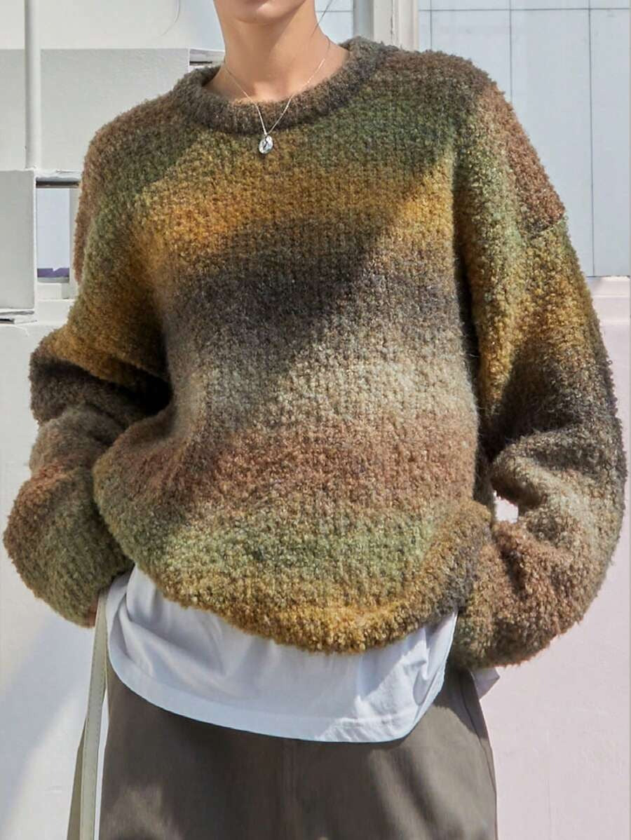 Damen Oversized Strickpullover mit modernem Farbverlauf und weichem Material WW