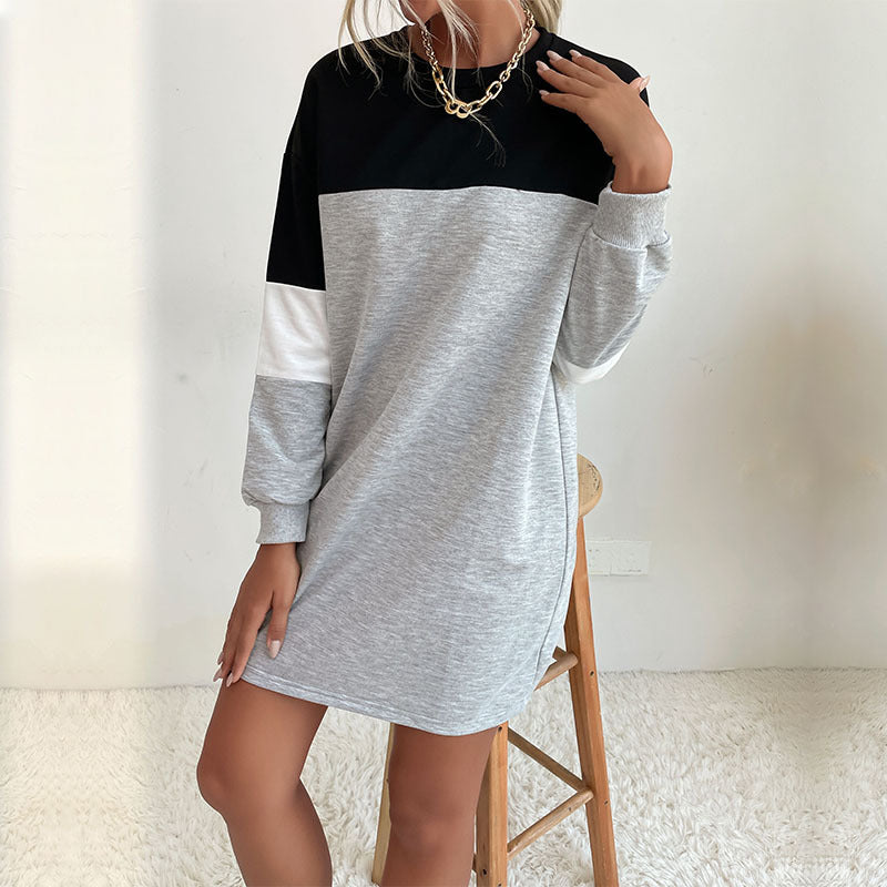 Damen Sportliches Kleid im lässigen Colorblock-Stil WW