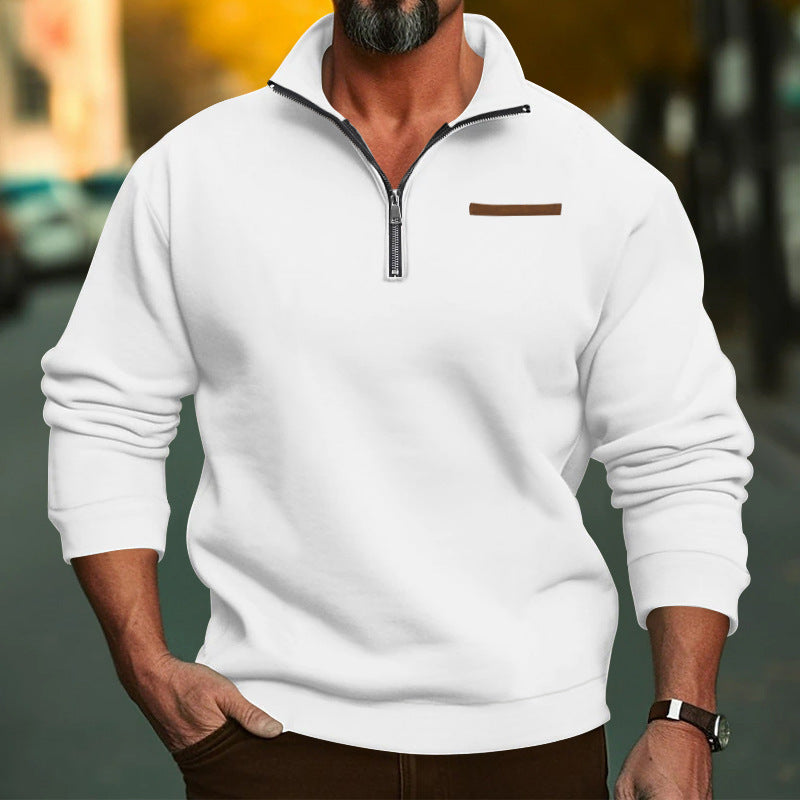 Herren sportlicher Pullover mit halbem Reißverschluss und hochwertigem Stoff WW
