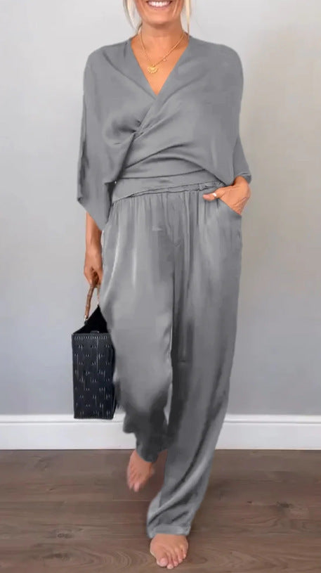 Damen Elegantes Weiches Stoff Lounge Set WW