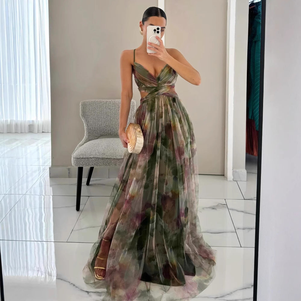 Damen Abendkleid mit fließendem Chiffon und eleganter Wickeloptik WW