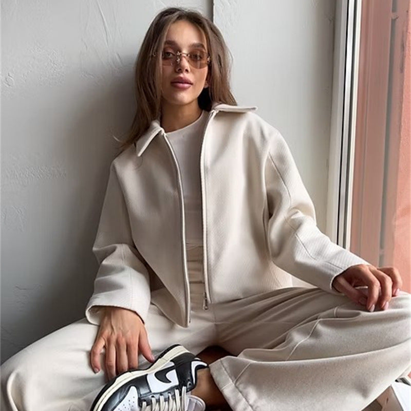 Damen elegante Zip-Jacke im minimalistischen Stil WW