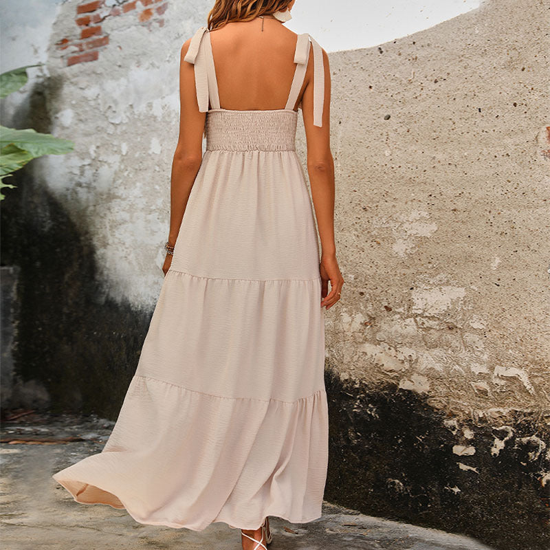 Damen Maxikleid mit raffiniertem Taillenband und trägerlosen Details WW