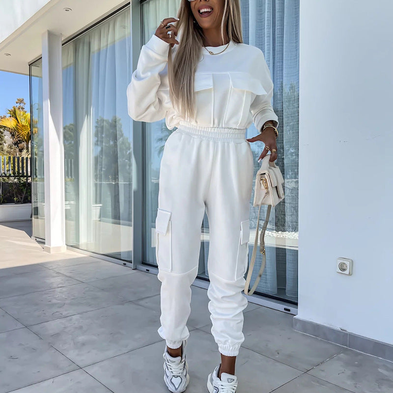 Damen sportliches Set mit praktischem Cargo-Design und stylischem Sweatshirt WW