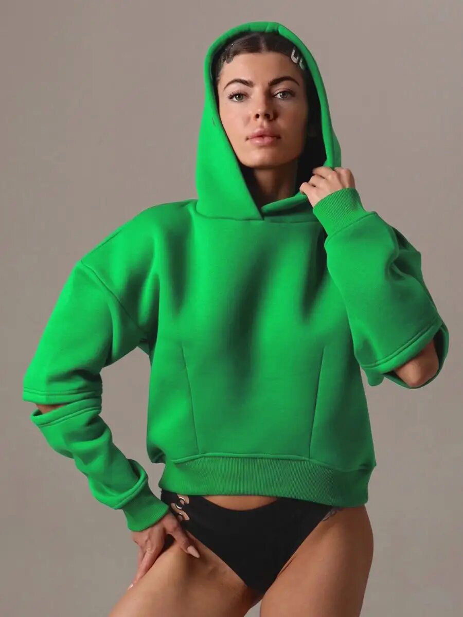 Damen modischer cropped Hoodie mit lässigem Schnitt und praktischen Details WW