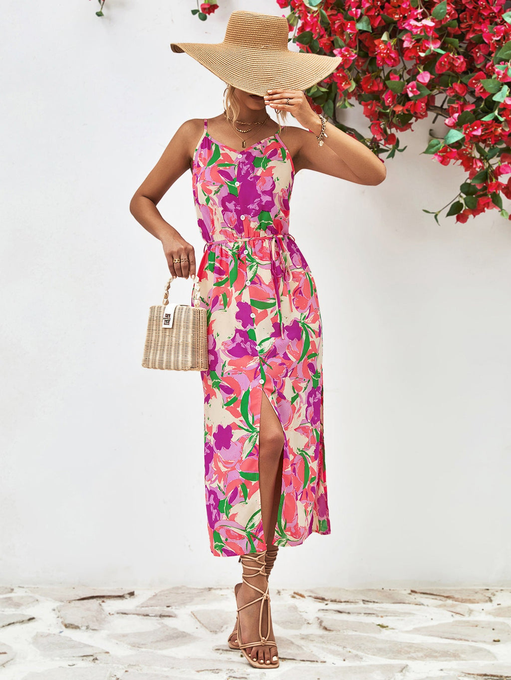 Damen Maxikleid mit verspieltem floralem Design und knöpfbarem Top WW