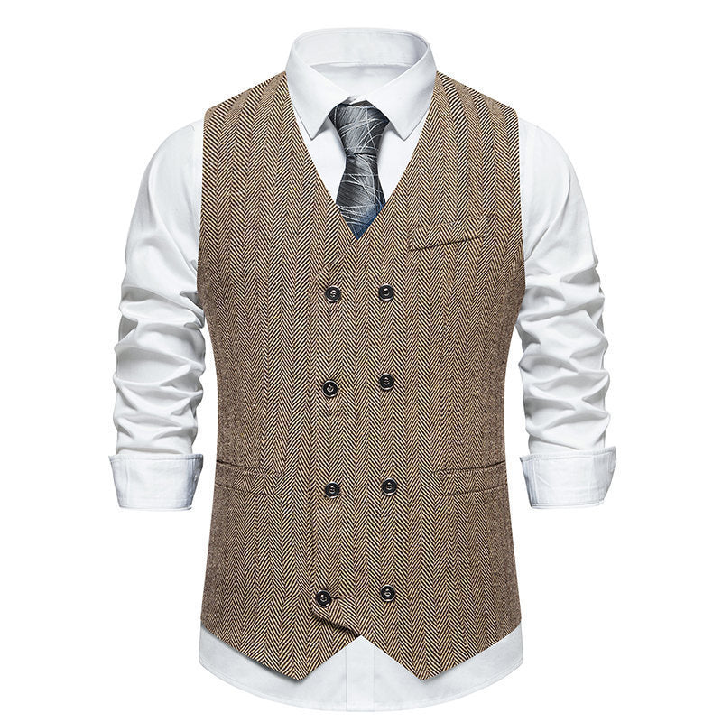 Herren elegante Doppelreiher-Weste im strukturierten Design WW