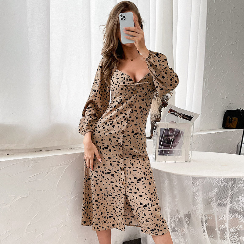 Damen Midi-Kleid mit elegantem Wickelausschnitt und floralen Akzenten WW