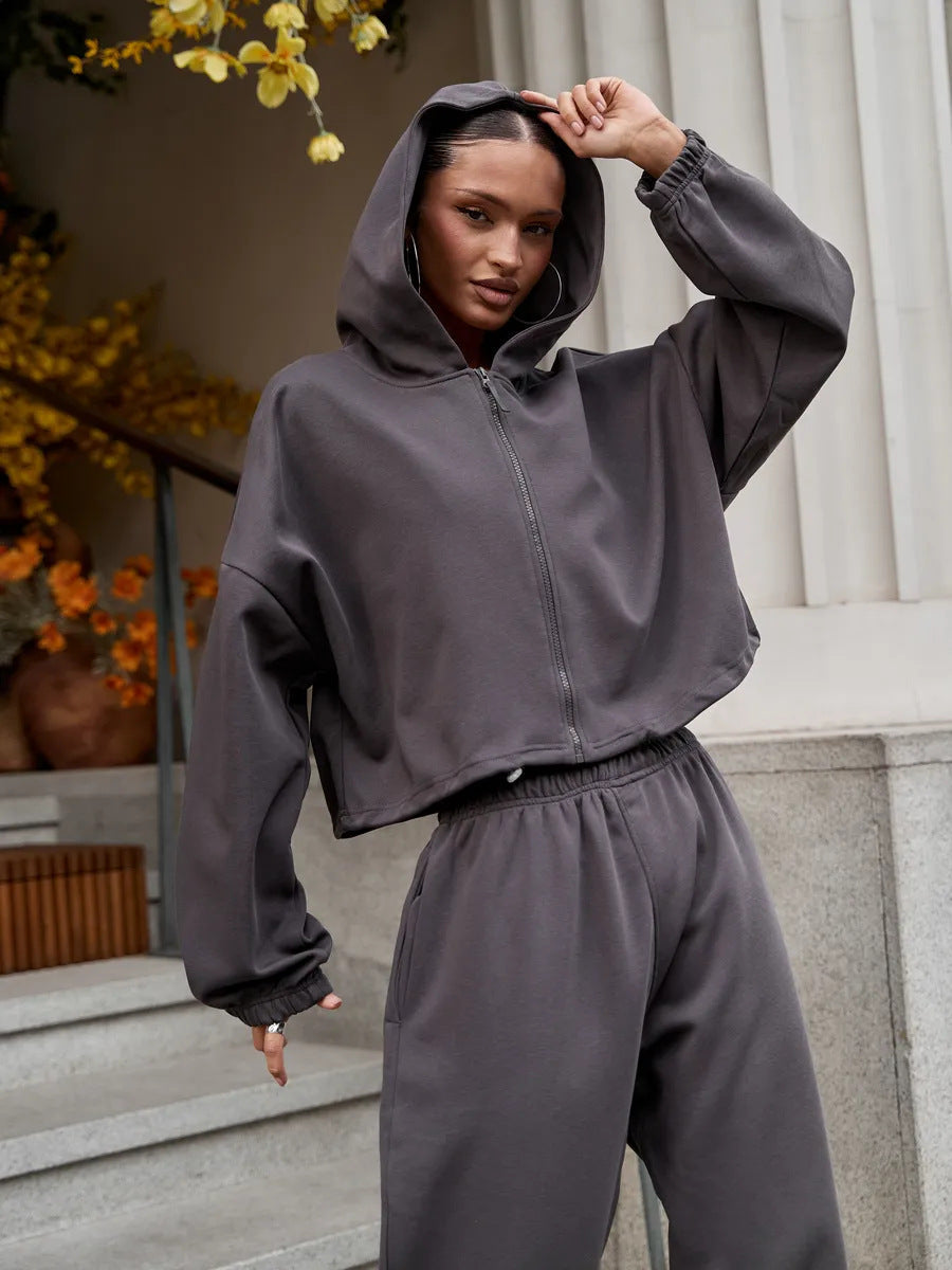 Damen sportliches Oversized Hoodie- und Jogginghosen-Set WW