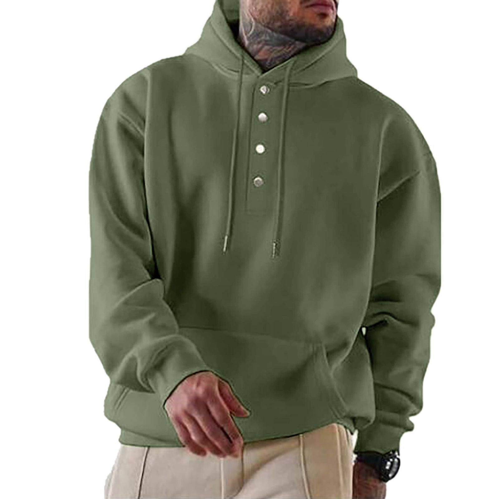 Herren Kapuzenpullover mit modischen Druckknöpfen WW