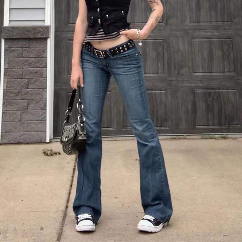 Damen lässige Flared Jeans im Retro-Stil mit hohem Bund WW