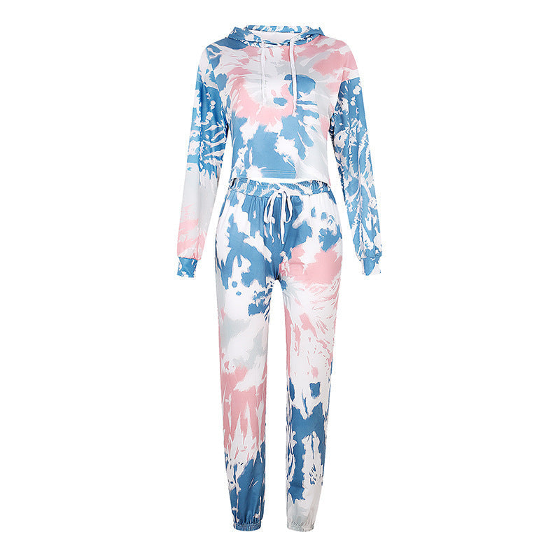 Damen lässiges Cropped Hoodie und Jogginghose Set WW