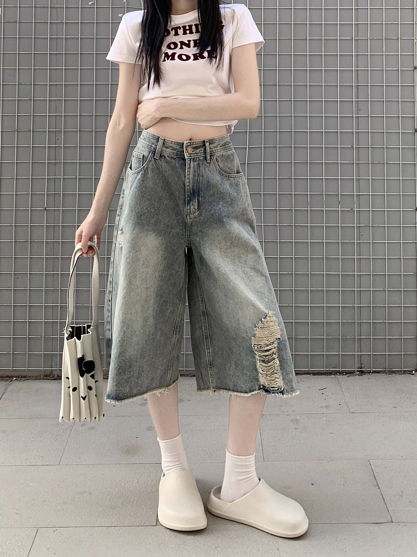 Damen Destroyed Jeans Shorts WW