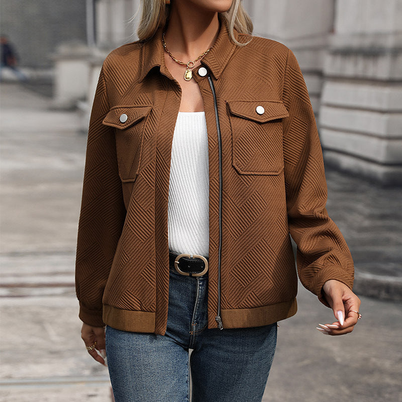Damen moderner Utility-Jacke mit strukturiertem Obermaterial und praktischen Taschen WW