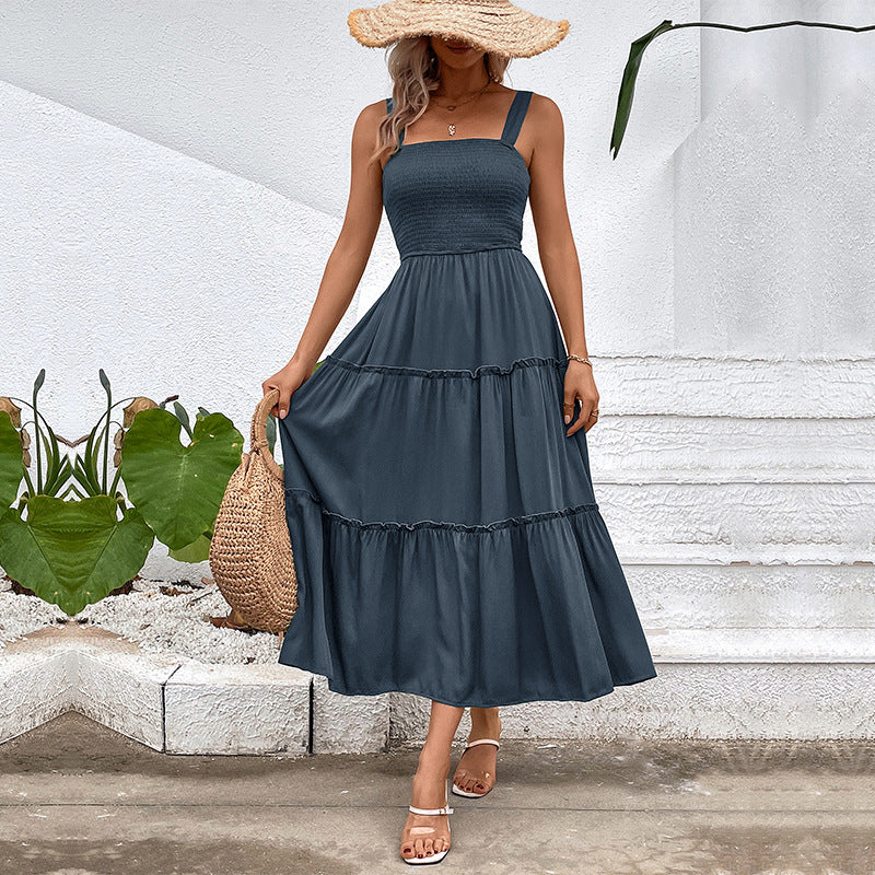 Damen Maxikleid mit Rüschensaum und elastischem Oberteil WW