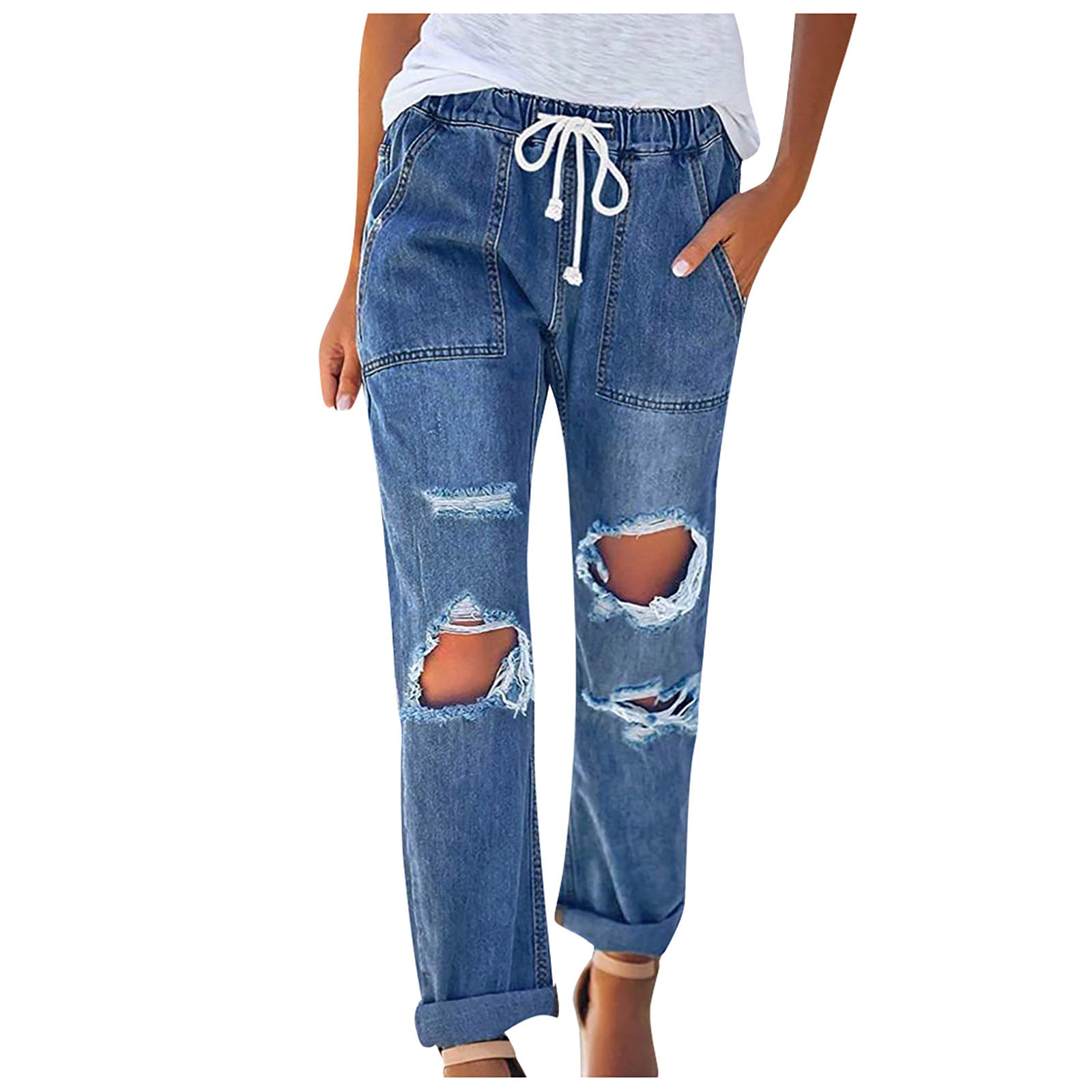 Damen Relaxed Fit Jeans mit modernen Rissen WW
