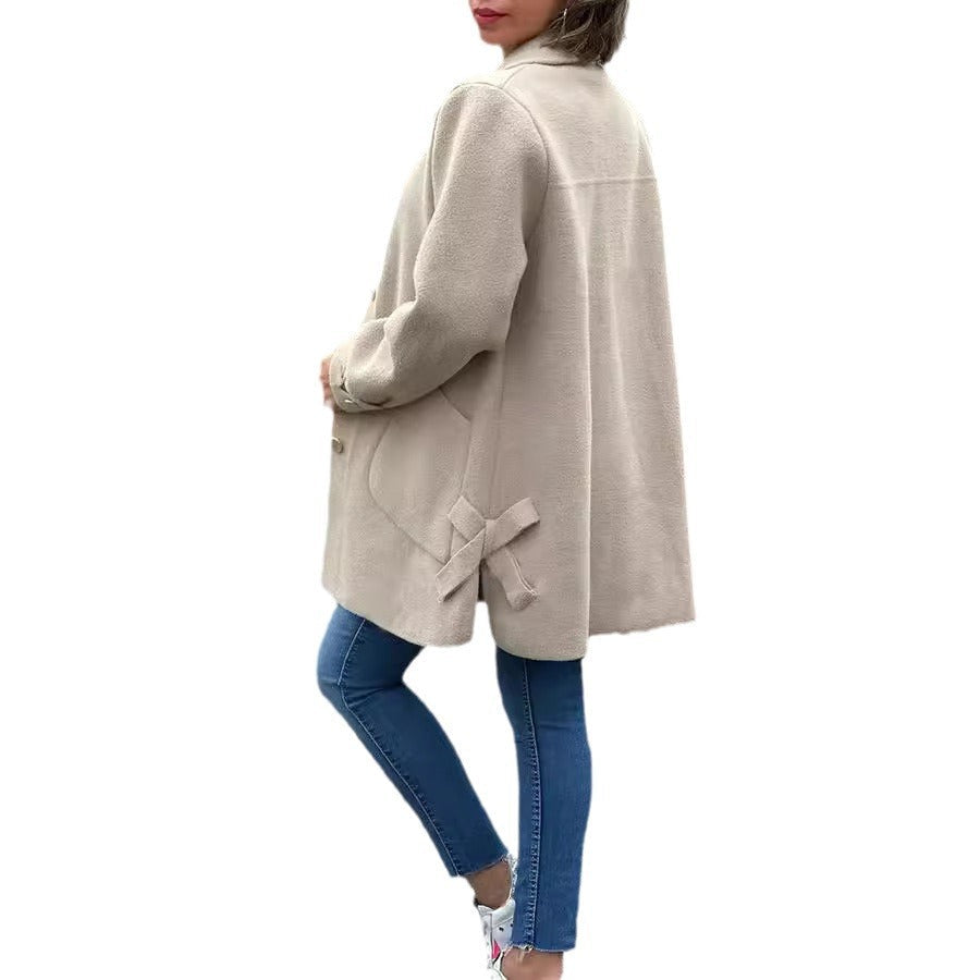Damen modischer Mantel mit glänzenden Knöpfen und klassischem Kragen WW