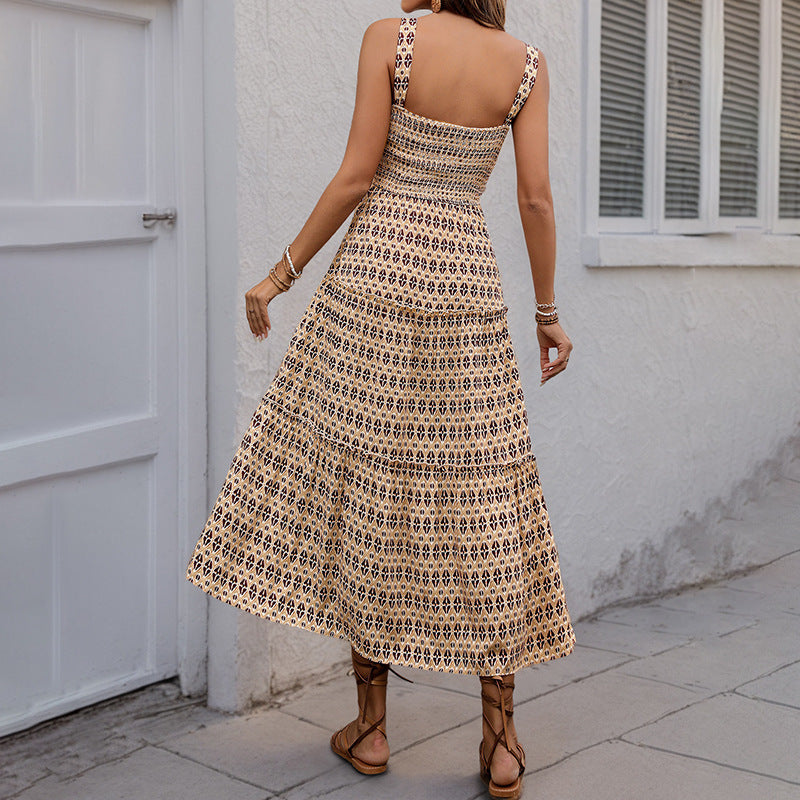 Damen Maxikleid mit schickem Raffungselement und einzigartigem Muster WW
