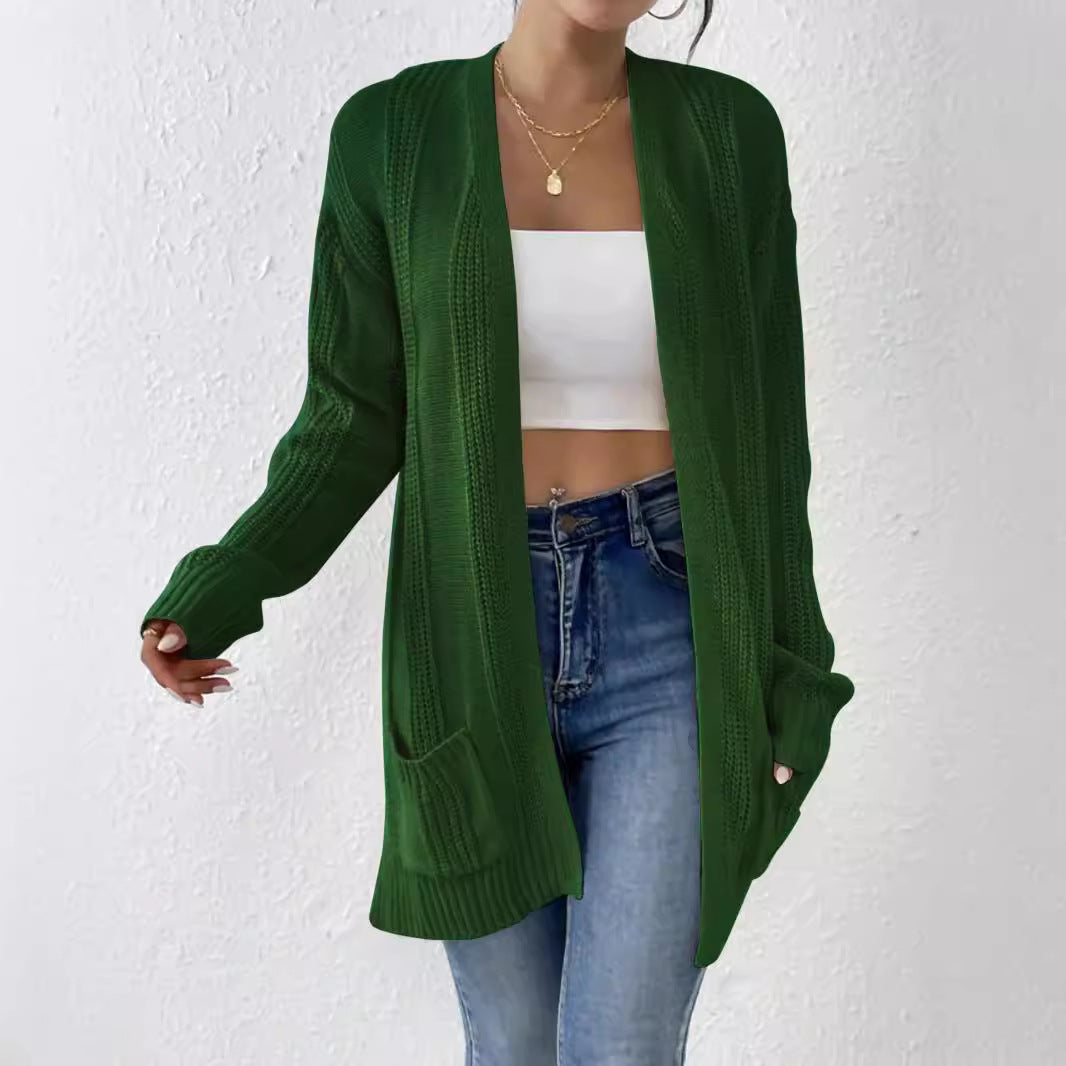 Damen Grobstrick Cardigan mit praktischen Taschen und lässigem Schnitt WW