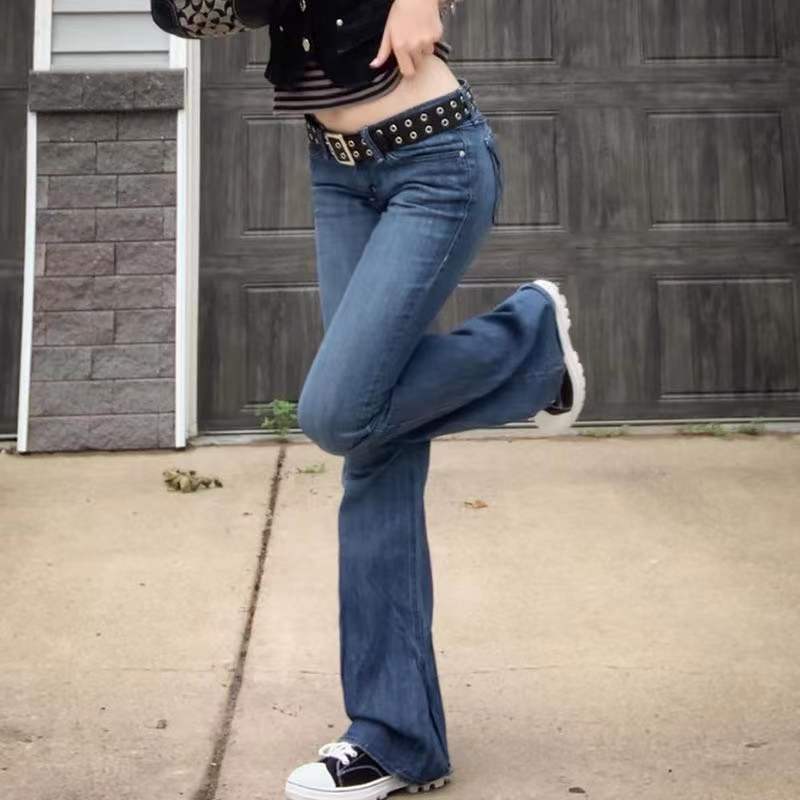 Damen lässige Flared Jeans im Retro-Stil mit hohem Bund WW