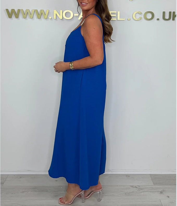 Damen Maxikleid mit elegantem Trägerdesign und seitlichem Schlitz WW