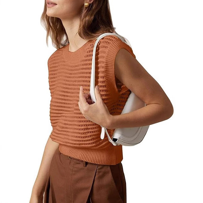 Damen luftiges Strickoberteil mit transparenter Maschenstruktur WW