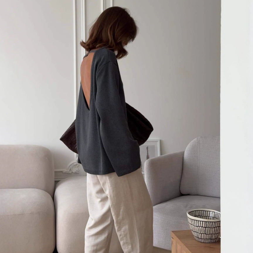 Damen Oversized-Strickpullover mit weitem Arm und raffiniertem Saum WW