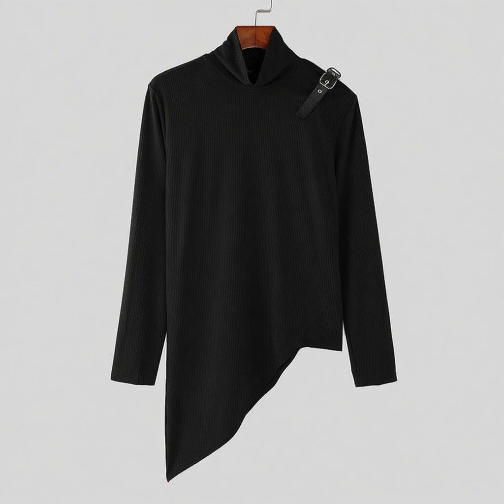 asymmetrisches Longsleeve mit Stehkragen und modernem Riemen WW