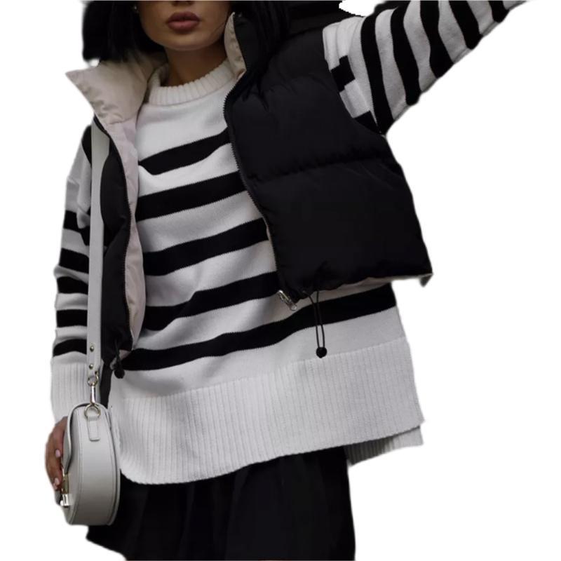Damen Oversized Pullover mit Streifenmuster WW