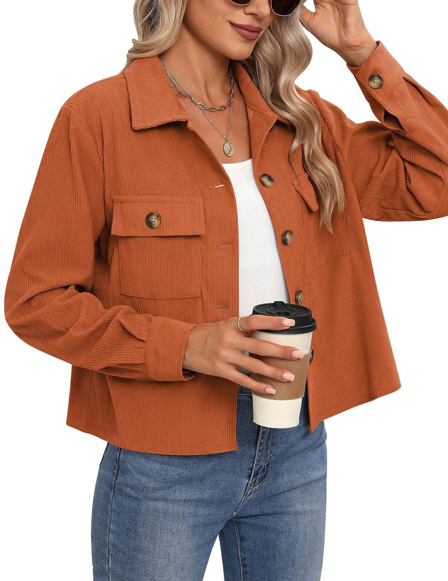 Damen Cordjacke mit praktischen Brusttaschen WW