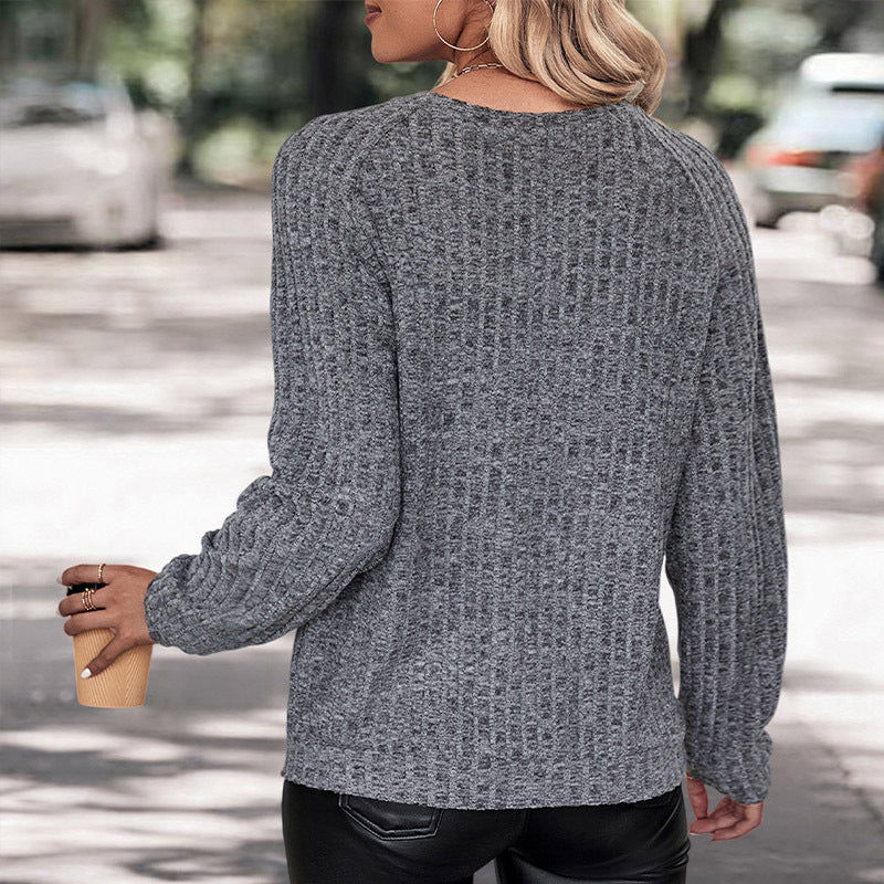 Damen lässiger Pullover mit strukturierter Oberfläche und weitem Schnitt WW