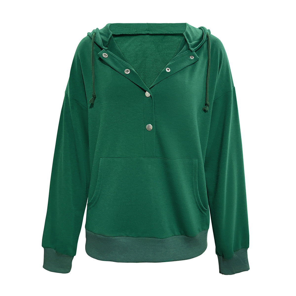 Damen Kapuzenpullover mit Knopfleiste und praktischen Taschen WW