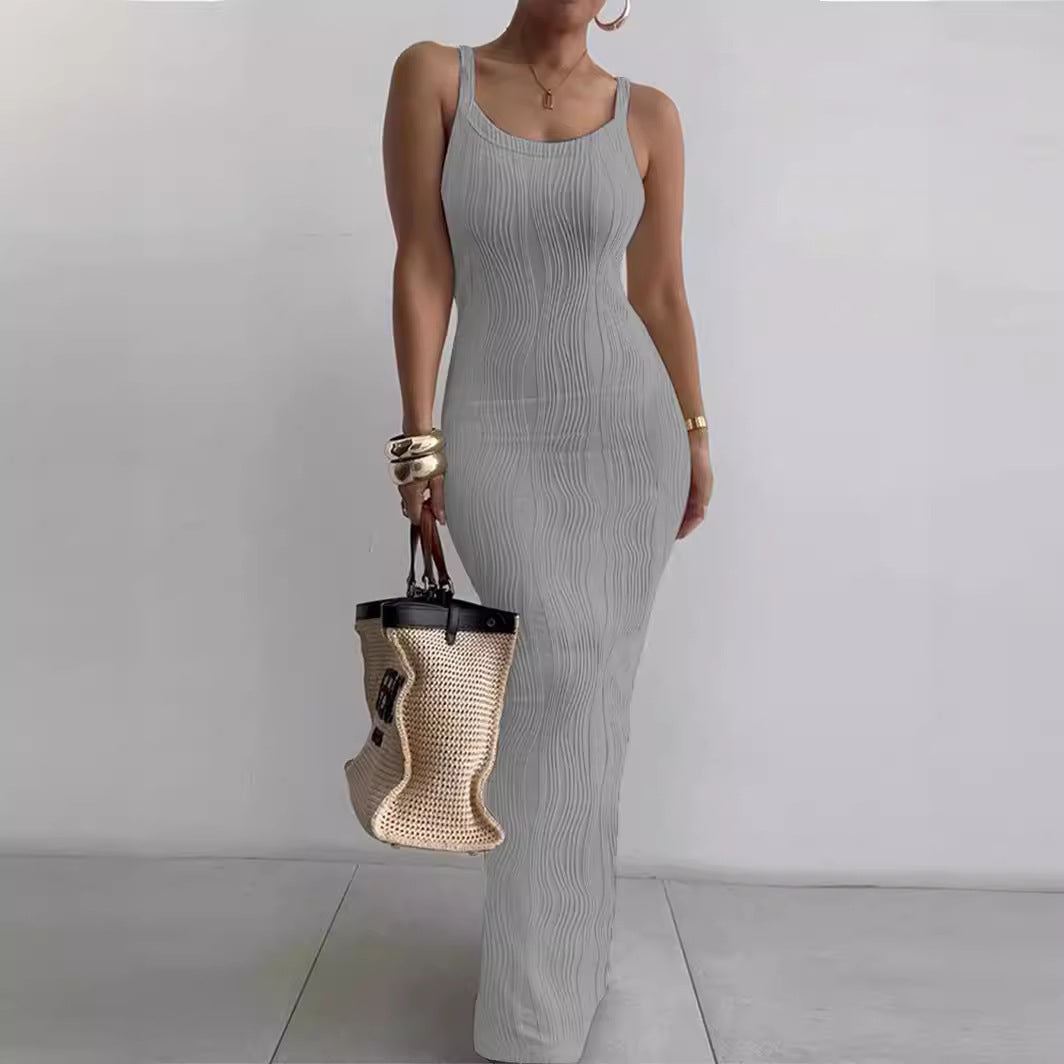 Damen Maxikleid mit feiner Rippstruktur und elegantem Schnitt WW