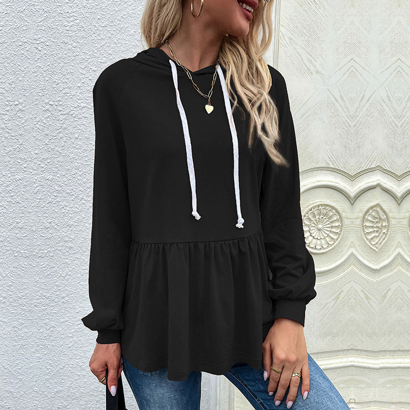 Damen Kapuzenpullover mit schicker Rüsche WW