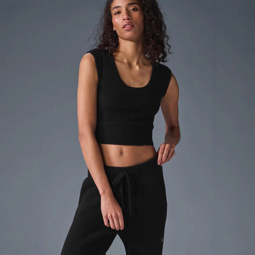 Damen Kurzes Strickoberteil mit sanfter Textur WW
