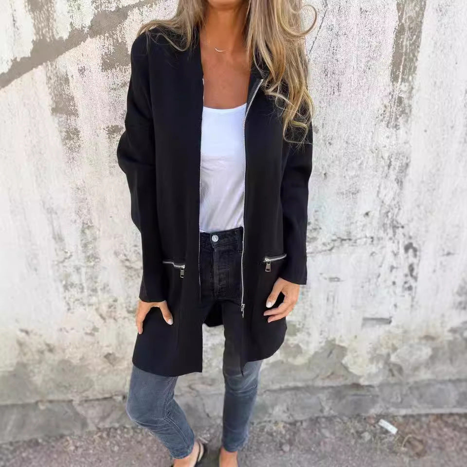 Damen lässiger Mantel mit Kapuze und asymmetrischem Schnitt WW
