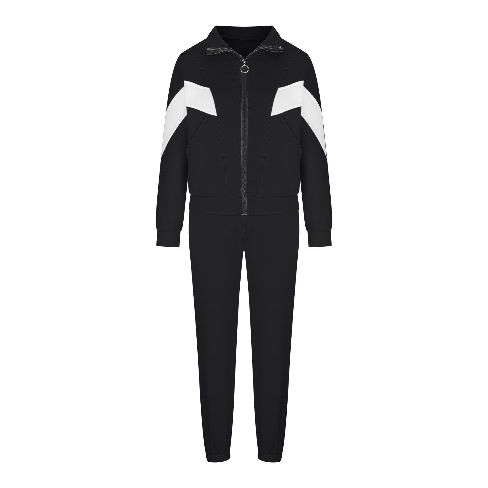Damen Sportliches Fitness-Set mit modernem Reißverschluss und elastischem Bund WW