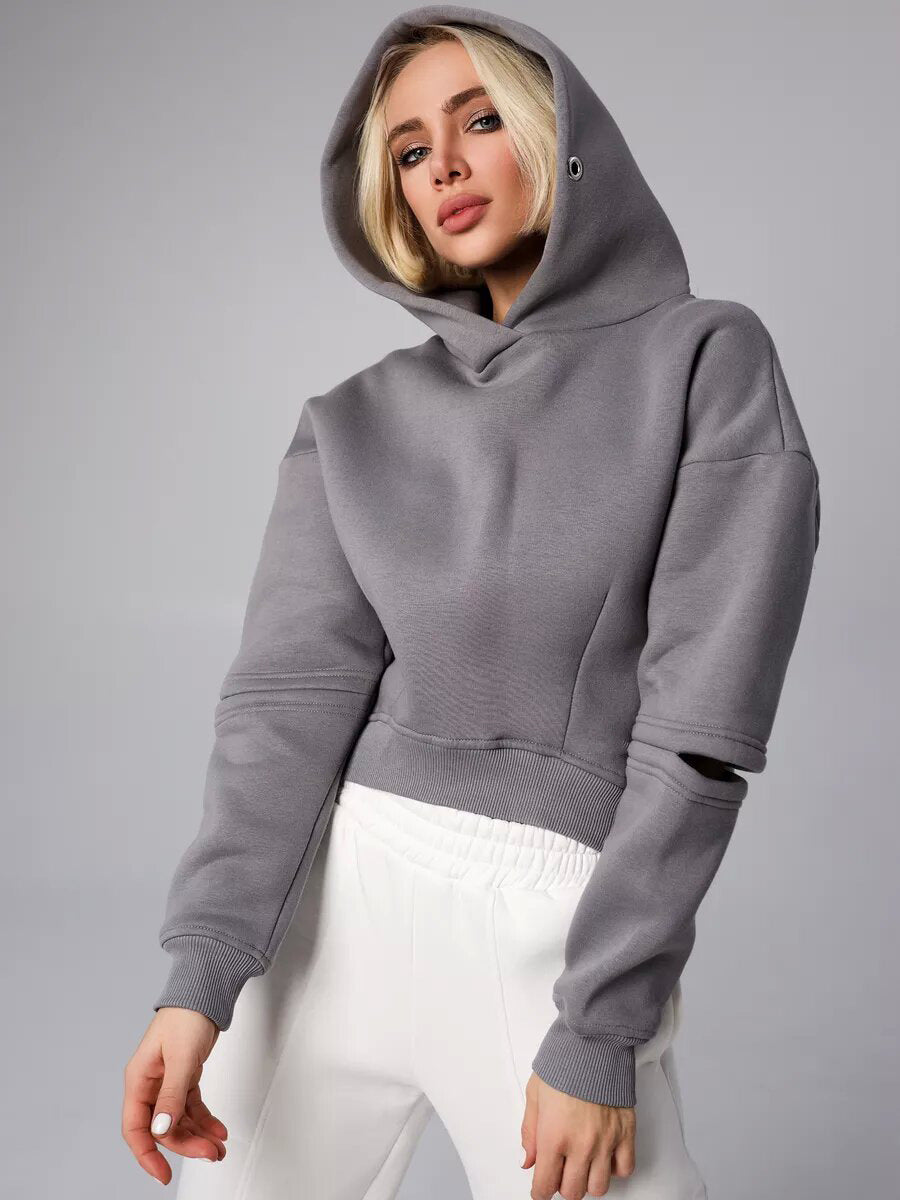 Damen modischer cropped Hoodie mit lässigem Schnitt und praktischen Details WW
