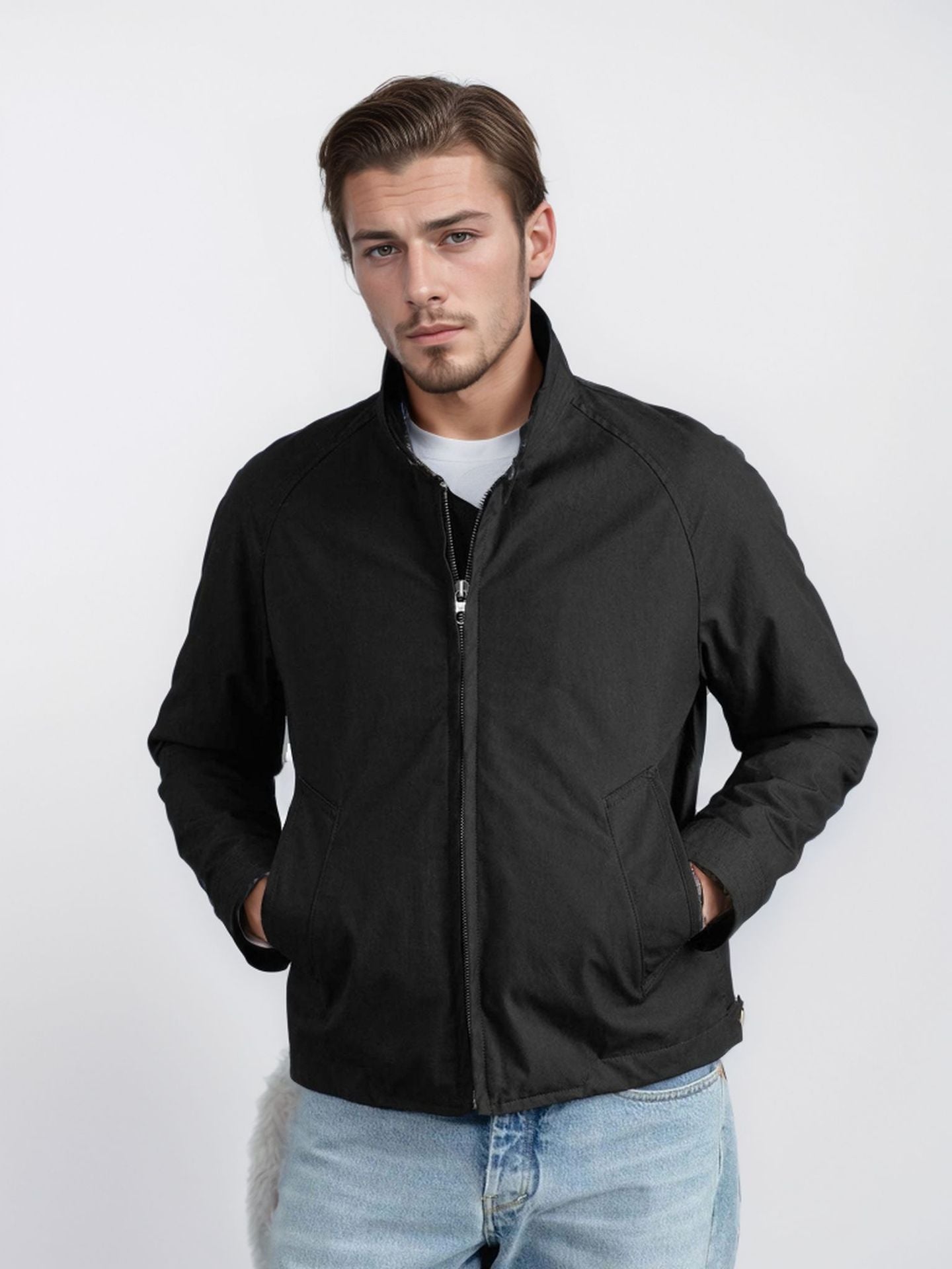 Herren elegante Steppjacke mit hohem Kragen und praktischen Taschen WW