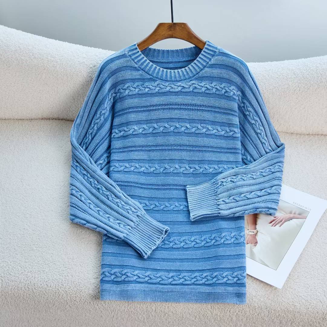 Damen Strickpullover mit detailiertem Zopfmuster und lässigem Schnitt WW