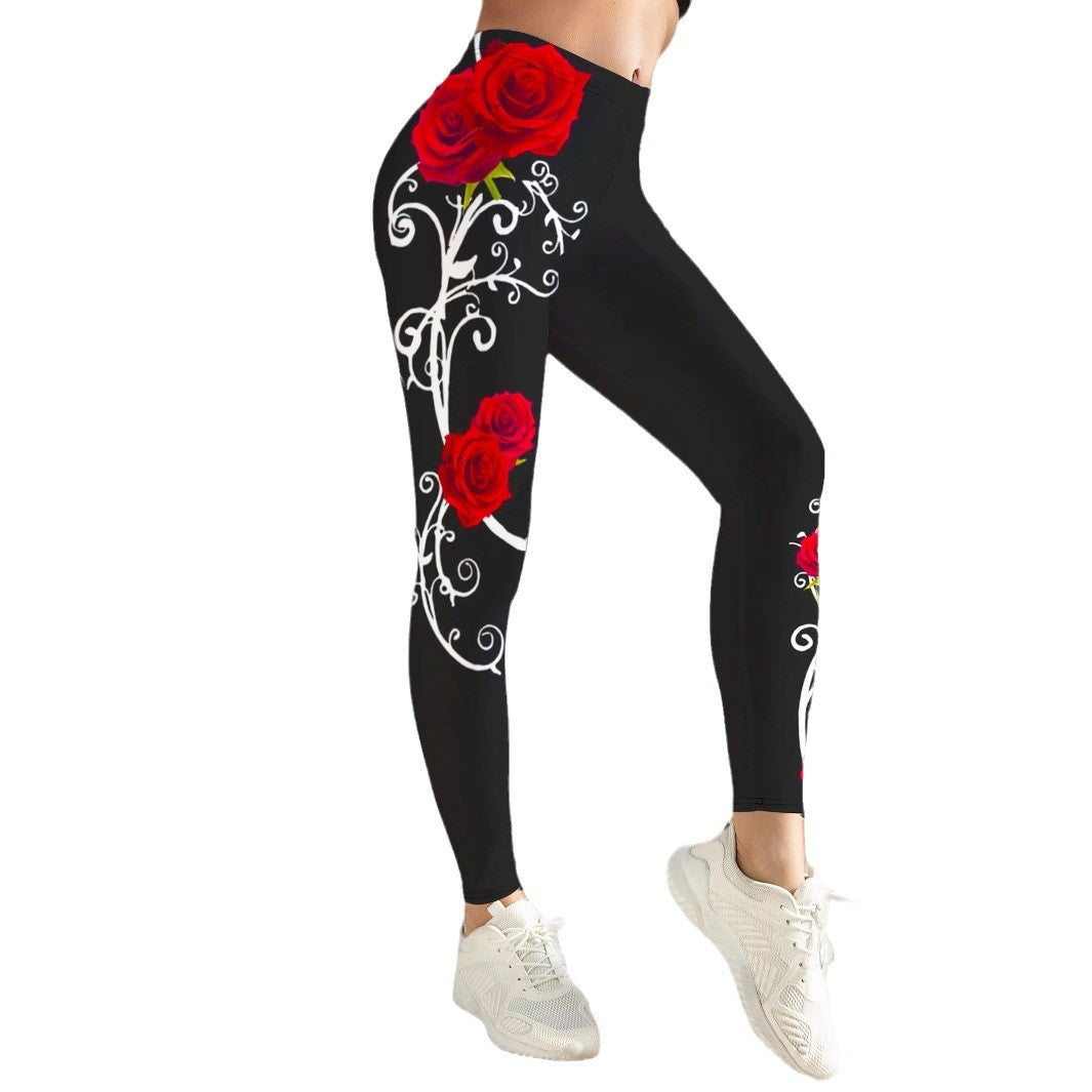Damen Sportliche Leggings mit floralen Akzenten und hohem Bund WW