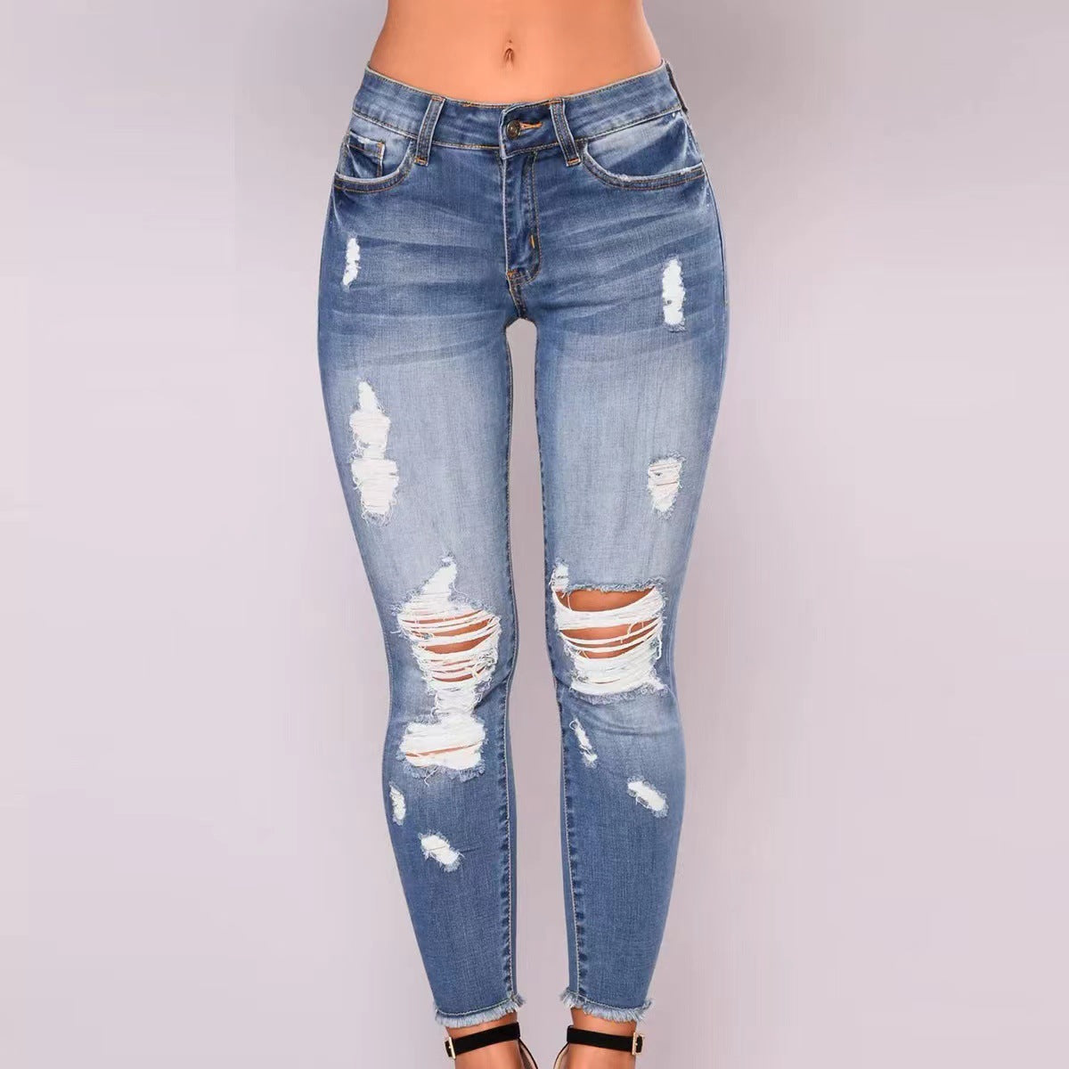 Damen Skinny Jeans mit modischen Destroyed-Details WW