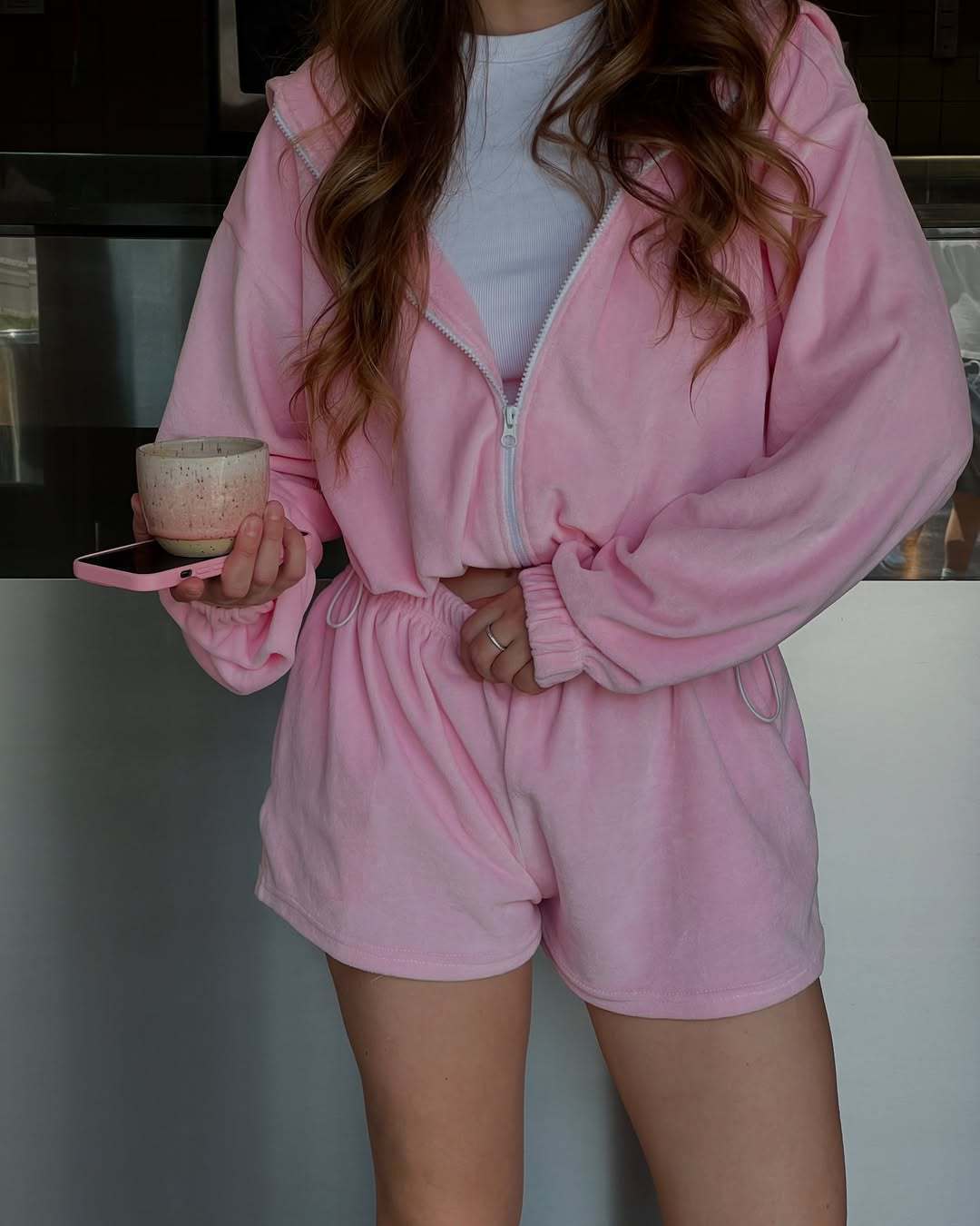 Damen lässiges Freizeit-Set mit kurzem Oberteil und bequemen Shorts WW
