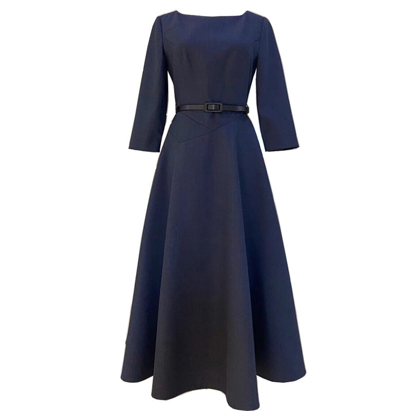 Damen A-Linien Midi Kleid mit elegantem Gürtel WW