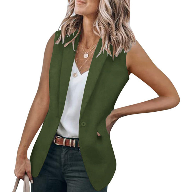 Damen Ärmelloser Blazer im modernen Schnitt mit tiefen Taschen WW